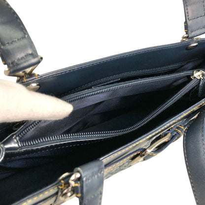 Christian Dior Trotter Front Buckle Handbag Navy Vintage nk2ius