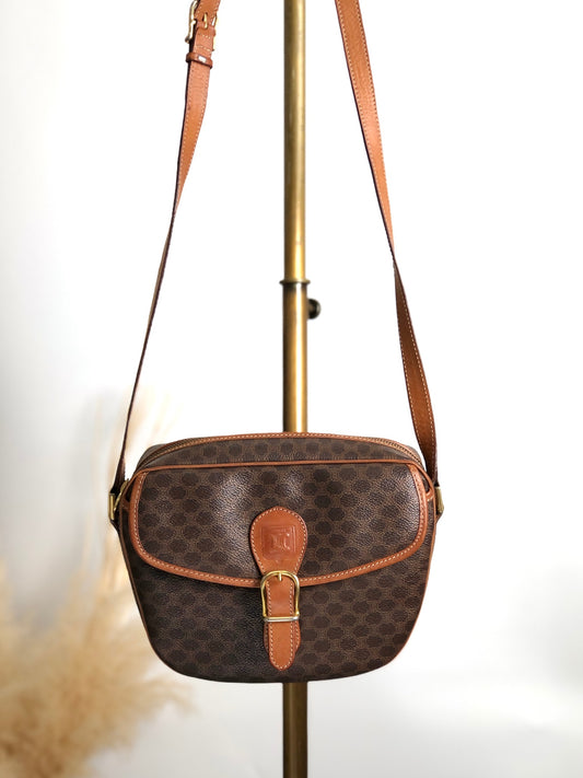 CELINE Macadam Blason Shoulder bag Brown Vintage iahwke