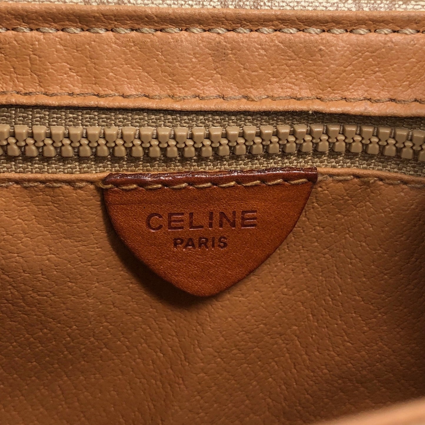 CELINE Macadam Horseshoe Small Shoulder bag Beige Vintage myw6bv