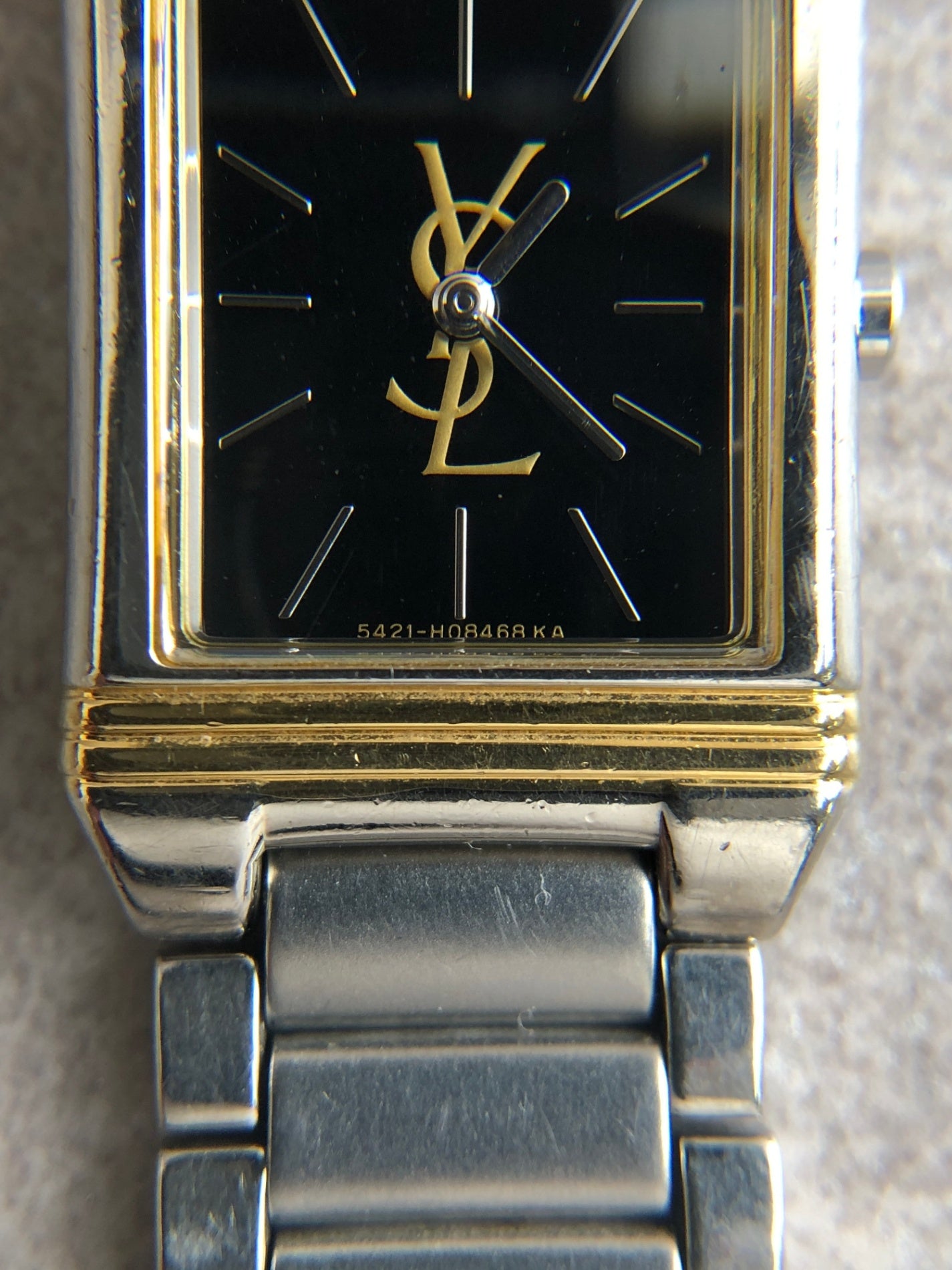 Yves Saint Laurent YSL Logo Watch Silver×Gold Vintage 7umegi
