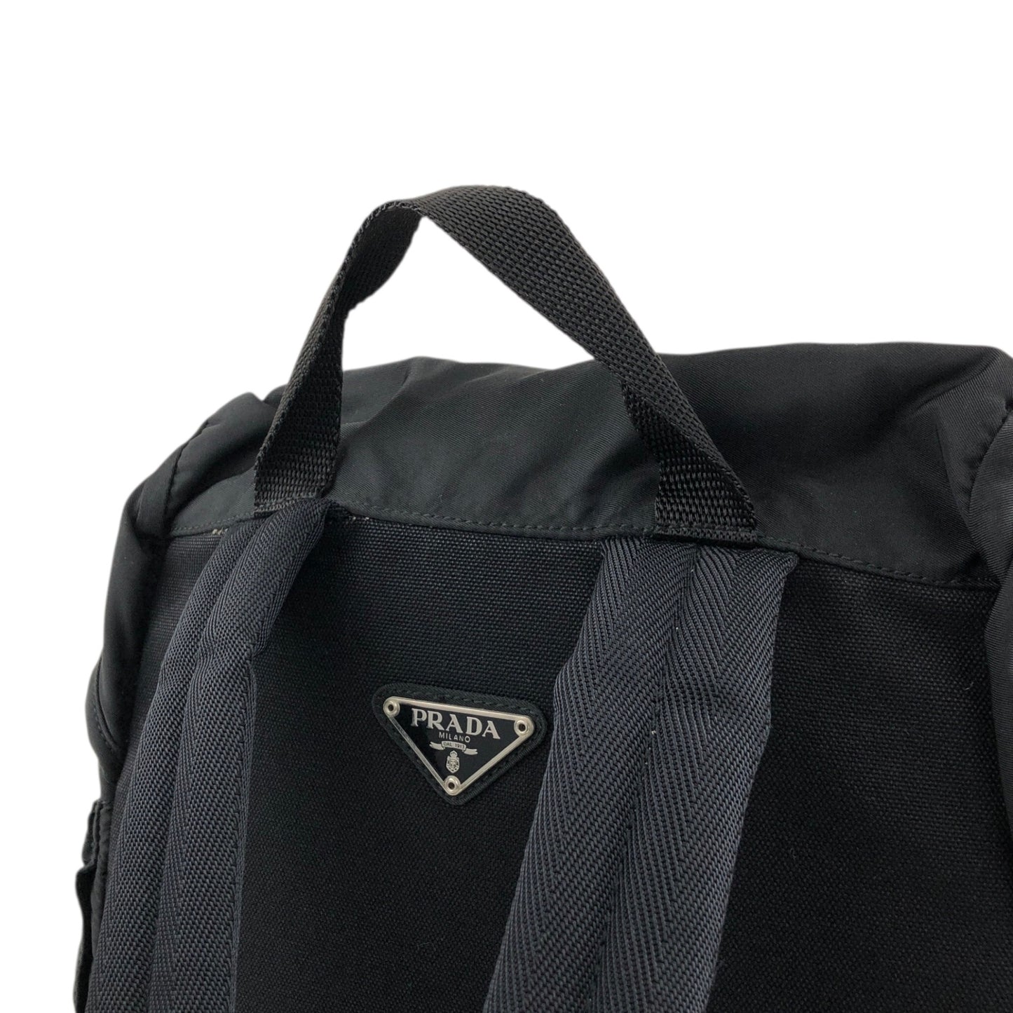PRADA Tessuto Triangle Logo Backpack Black Vintage 6bctx4