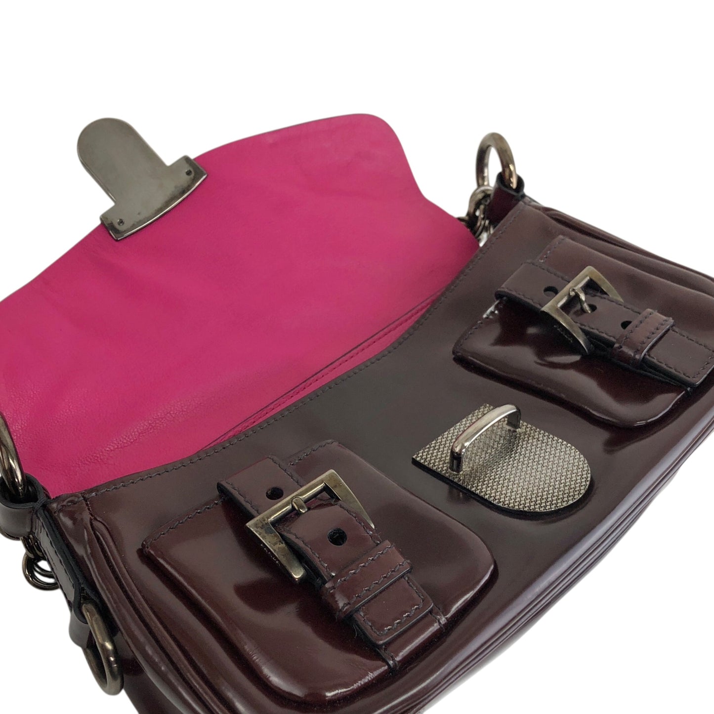 PRADA 前扣單肩包 棕色 復古 j5mn5d