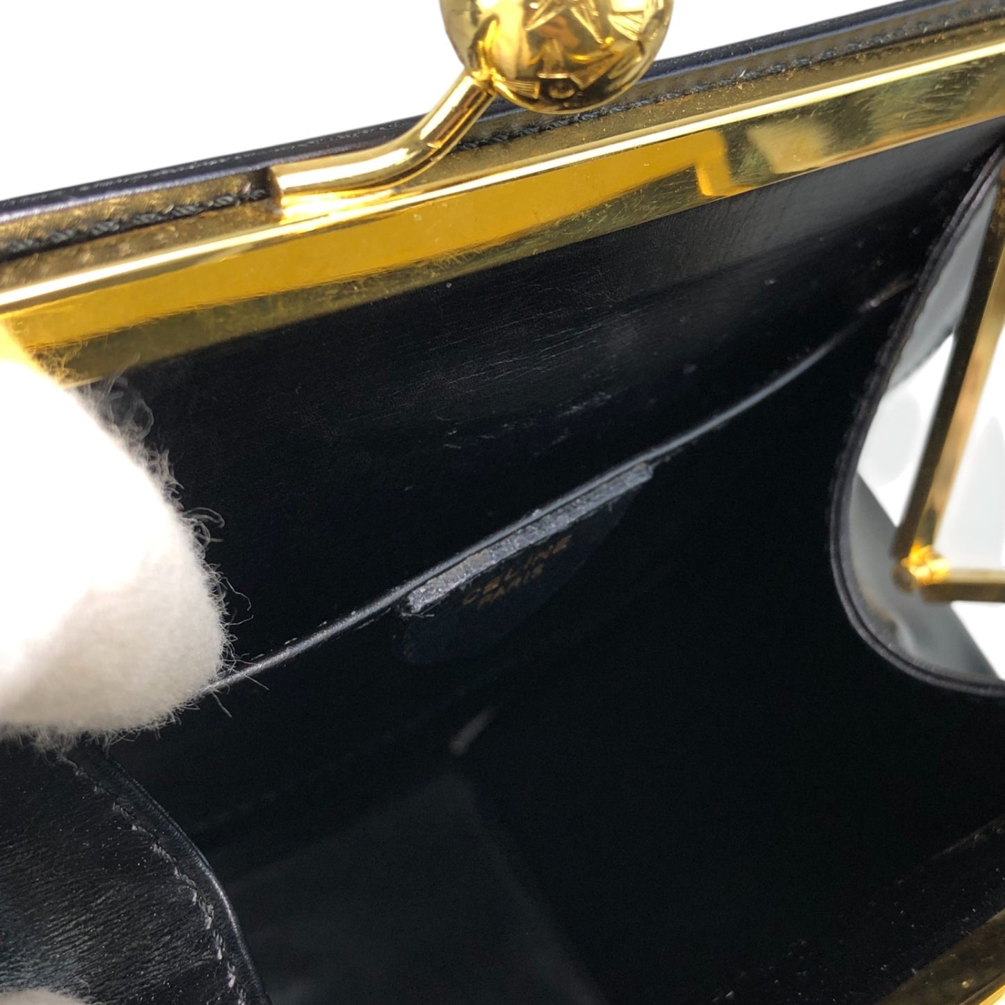 CELINE Metal Clasp Handbag Black Vintage sip54y