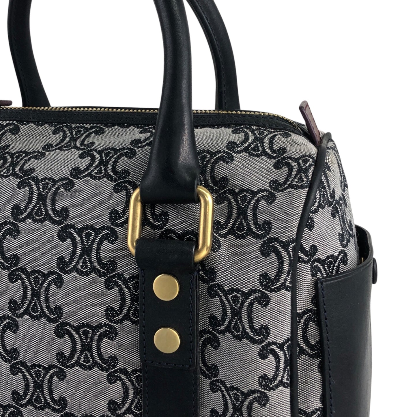 CELINE Macadam Triomphe Handbag Boston bag Gray Vintage skkab5