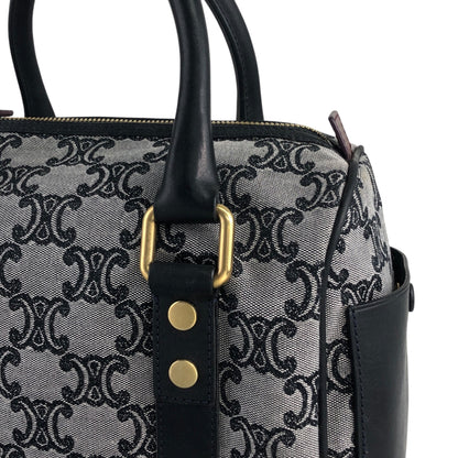 CELINE Macadam Triomphe Handbag Boston bag Gray Vintage skkab5