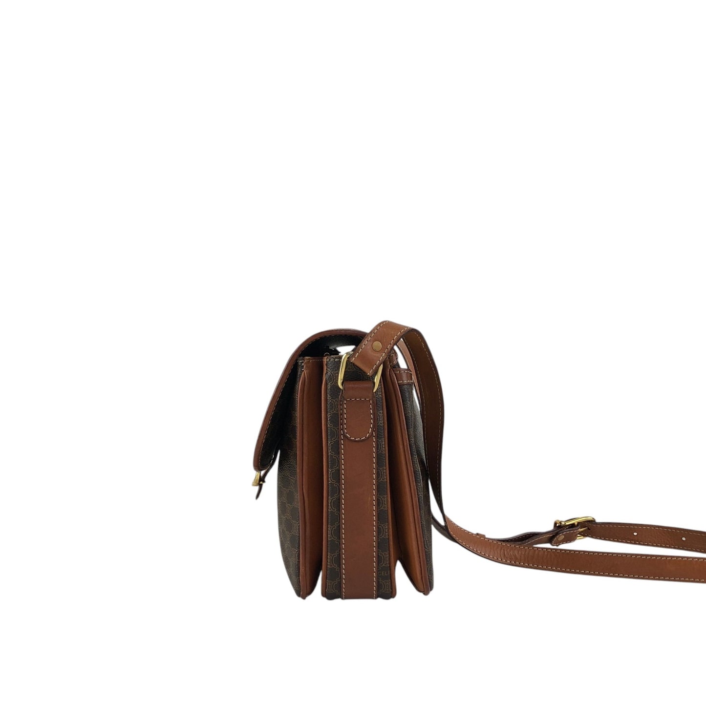CELINE Macadam Horse Bit Shoulder bag Brown Vintage jcgk27