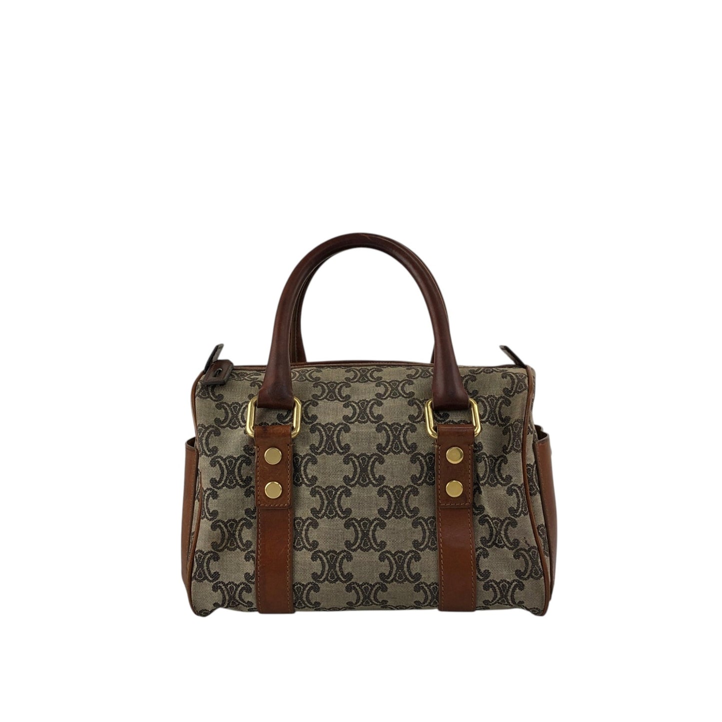 CELINE Triomphe Small Boston bag Handbag Beige Vintage btsixw