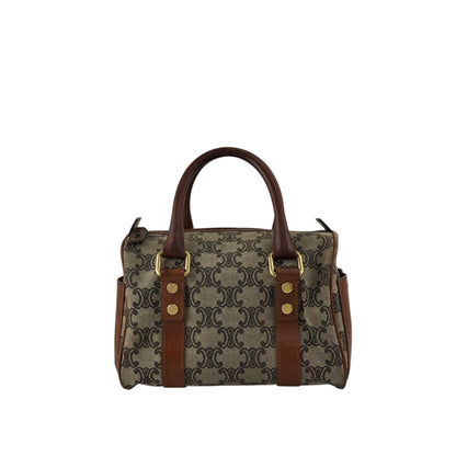 CELINE Triomphe Small Boston bag Handbag Beige Vintage btsixw