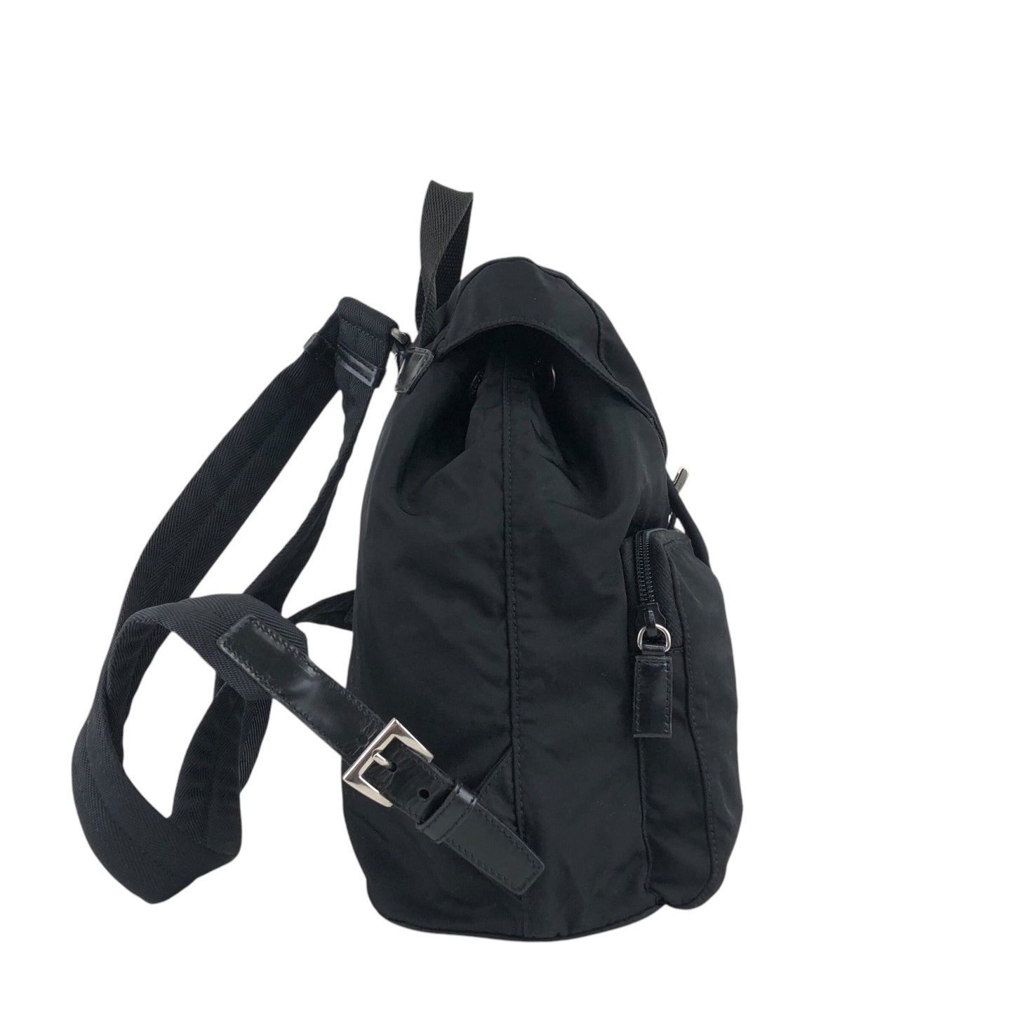 PRADA Triangle Logo Double Pocket Backpack Black Vintage u4u7vk