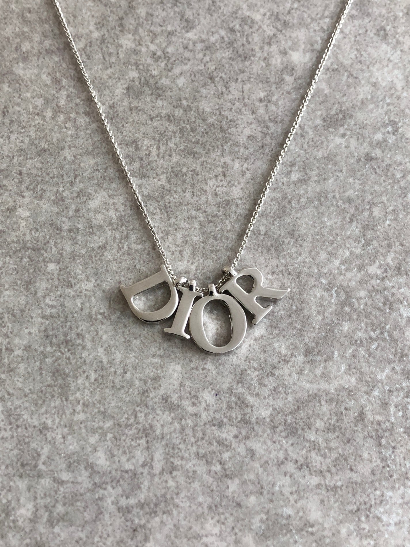 Christian Dior Logo Motif Necklace Silver Vintage 2wf278