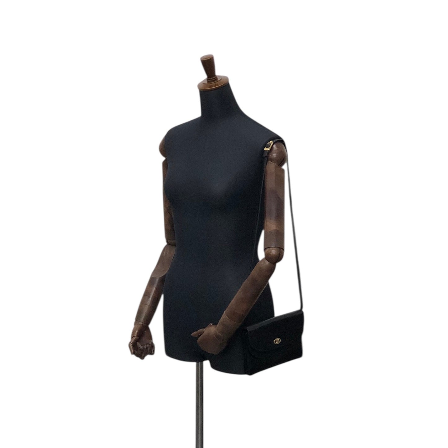 CELINE Blason Shoulder bag Black Vintage 3awaev