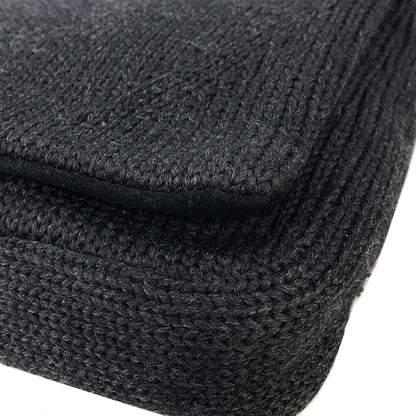 PRADA Triangle Logo Knit Shoulder bag Hobobag Black Vintage bdfyh6