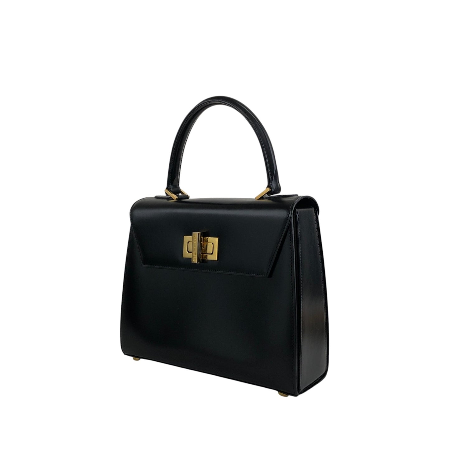 CELINE Turn Lock Two-way Handbag Shoulder bag Black Vintage aerfah