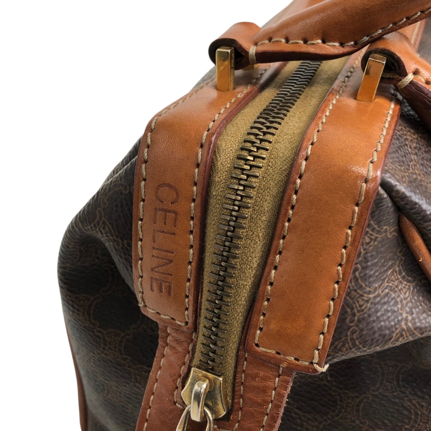 CELINE Macadam Two-way Small Boston bag Shoulder bag Brown Vintage 2dn4ih