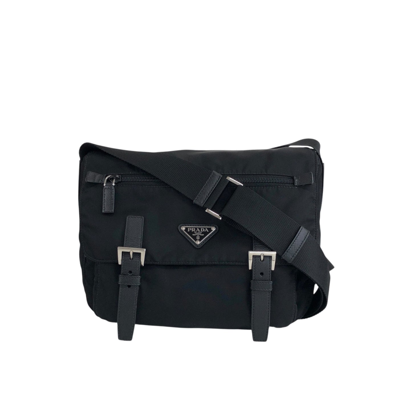 PRADA Triangle Logo Shoulder bag Black Vintage c3szxv