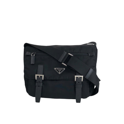 PRADA Triangle Logo Shoulder bag Black Vintage c3szxv