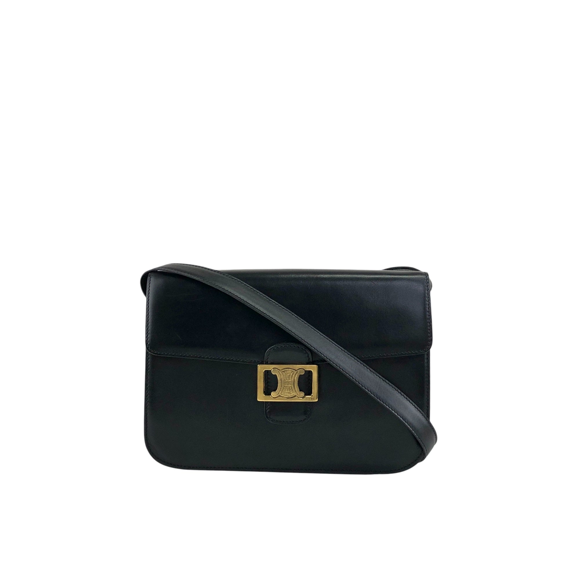 CELINE Triomphe Shoulder bag Black Vintage e7u5pr – VintageShop solo