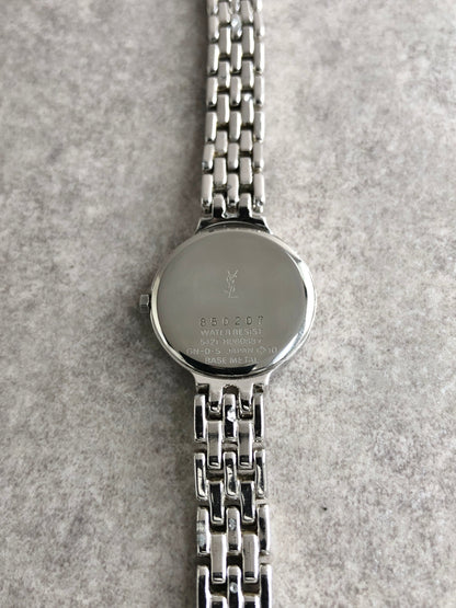 Yves Saint Laurent YSL Logo Watch Silver Vintage 6nipf7