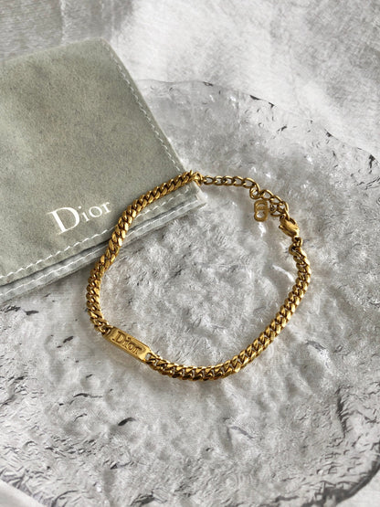 Christian Dior Logo Bracelet Gold Vintage cragun
