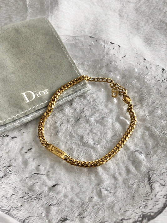 Christian Dior Logo Bracelet Gold Vintage cragun