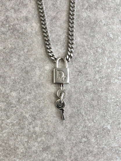 Christian Dior Logo Necklace Silver Vintage 4p6ati