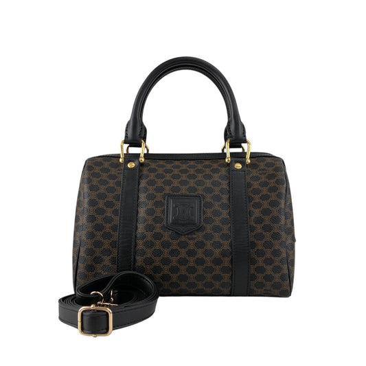 CELINE Macadam Blason Two-way Small Boston bag Shoulder bag Black Vintage 2urwut