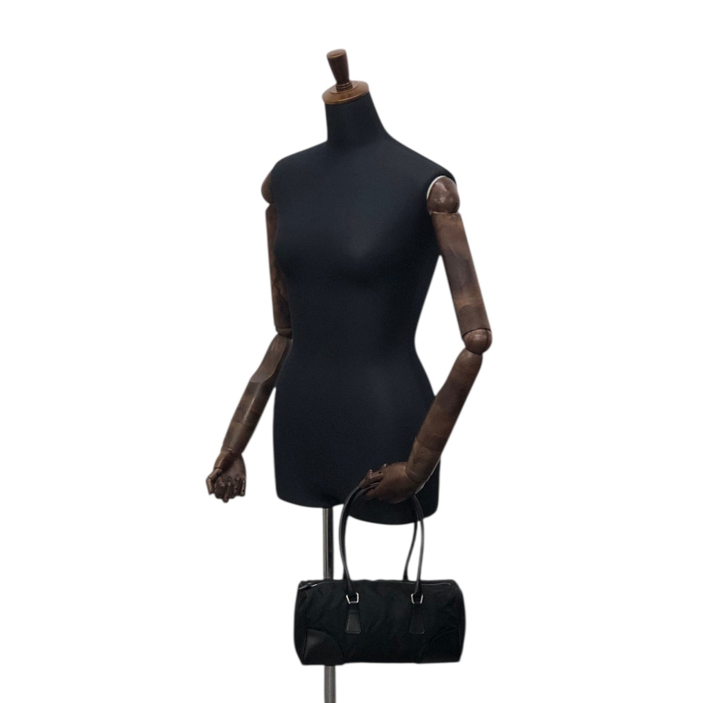 PRADA Triangle Logo Handbag Small Boston bag Black Vintage bhwzaa