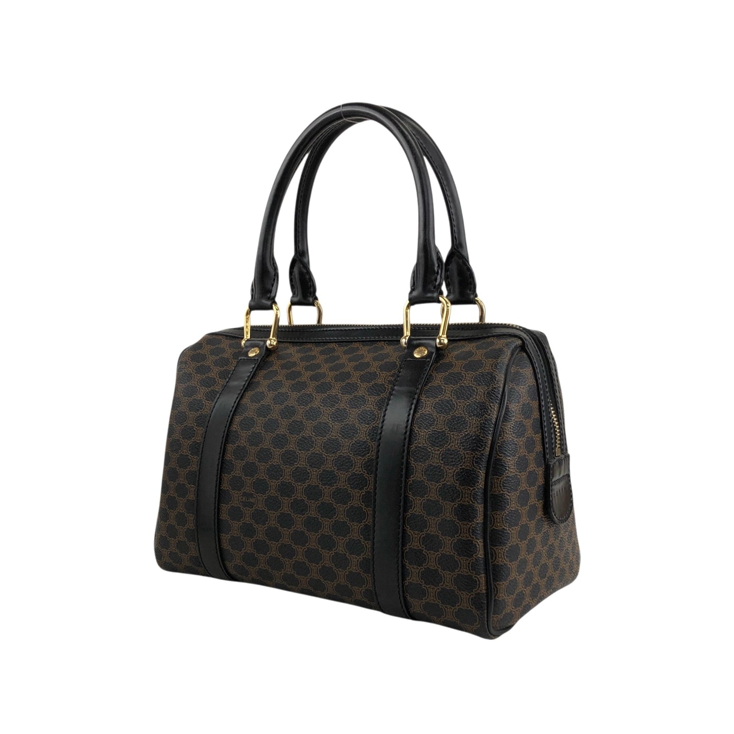 CELINE Macadam Two-way Small Boston bag Shoulder bag Black Vintage 5umhds
