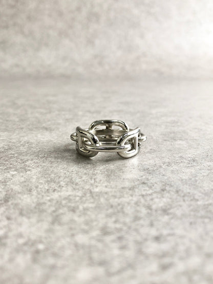 HERMES Scarf Ring Silver Vintage 264c57