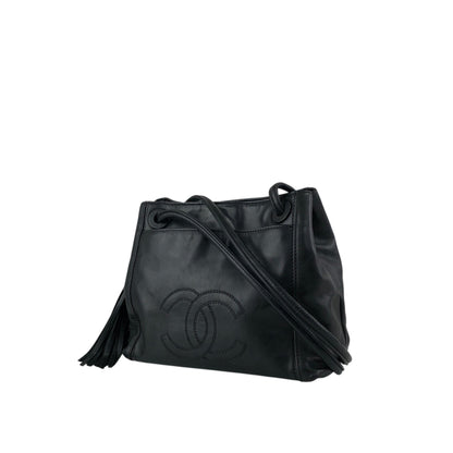 CHANEL Coco Mark Tassel Shoulder bag Black Vintage 5swwjx