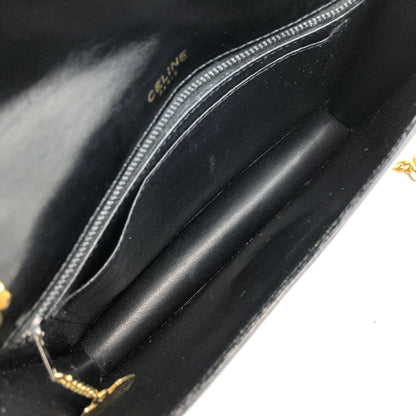 CELINE Blason Emblem Motif Chain Shoulder bag Black Vintage 2bfdfw
