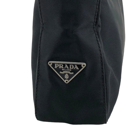 PRADA Triangle Logo Asymmetrical Shoulder bag Black Vintage 7rus5d