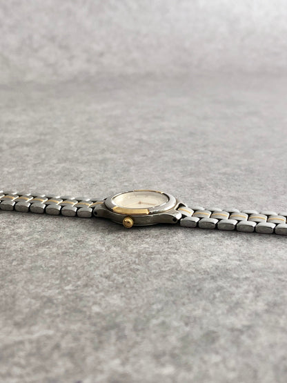 Yves Saint Laurent YSL Logo Quartz Watch Silver 5420-F44557 Vintage gp374e