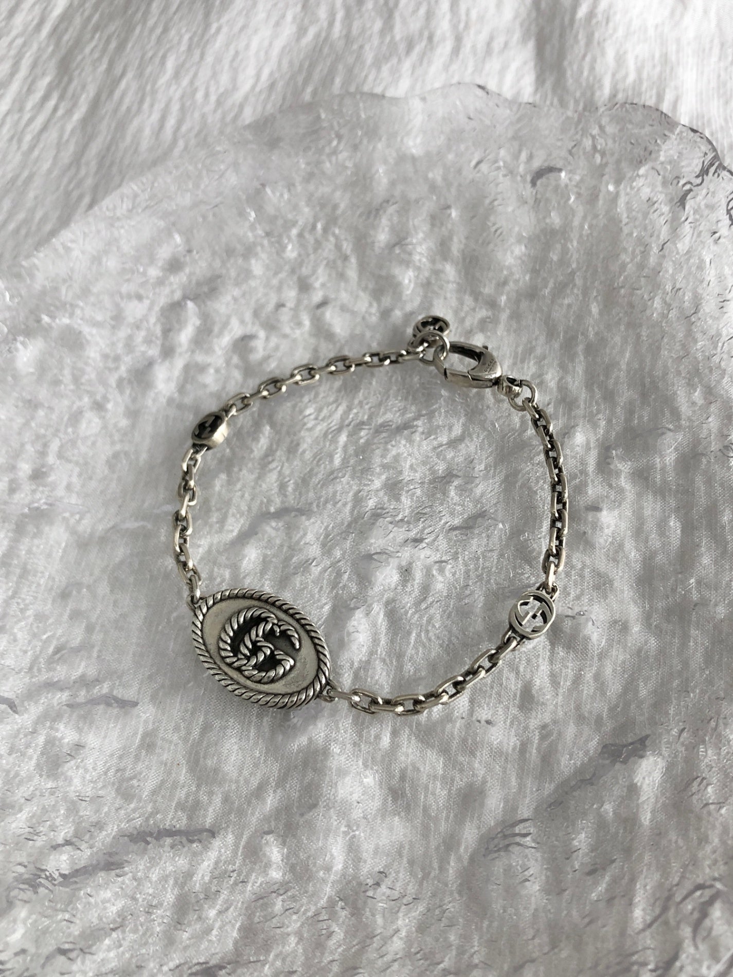 GUCCI Logo SILVER925 Bracelet Silver Vintage kacwvc