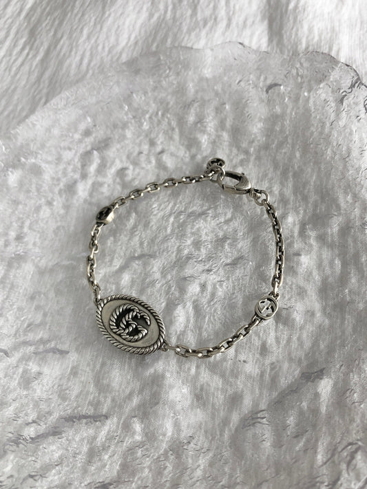 GUCCI Logo SILVER925 Bracelet Silver Vintage kacwvc