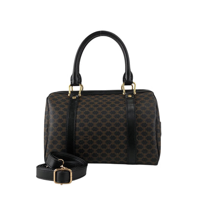 CELINE Macadam Two-way Small Boston bag Shoulder bag Black Vintage 5umhds