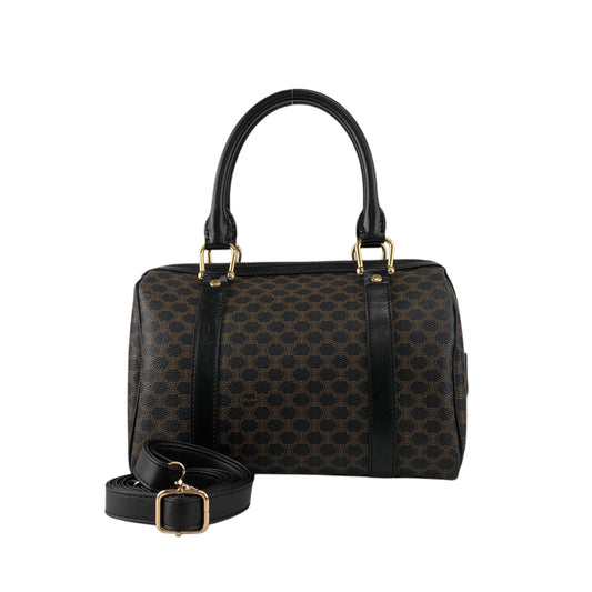 CELINE Macadam Two-way Small Boston bag Shoulder bag Black Vintage 5umhds