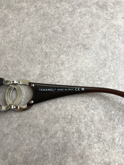 CHANEL Coco Mark Sunglasses Brown Vintage 2naxv6