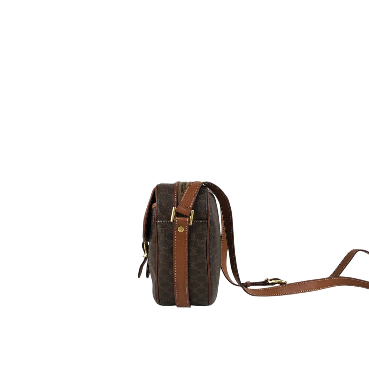 CELINE Macadam Blason Front Buckle Shoulder bag Brown Vintage n75n6t