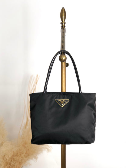 PRADA Tessuto Triangle Logo Totebag Black Vintage 3j825h