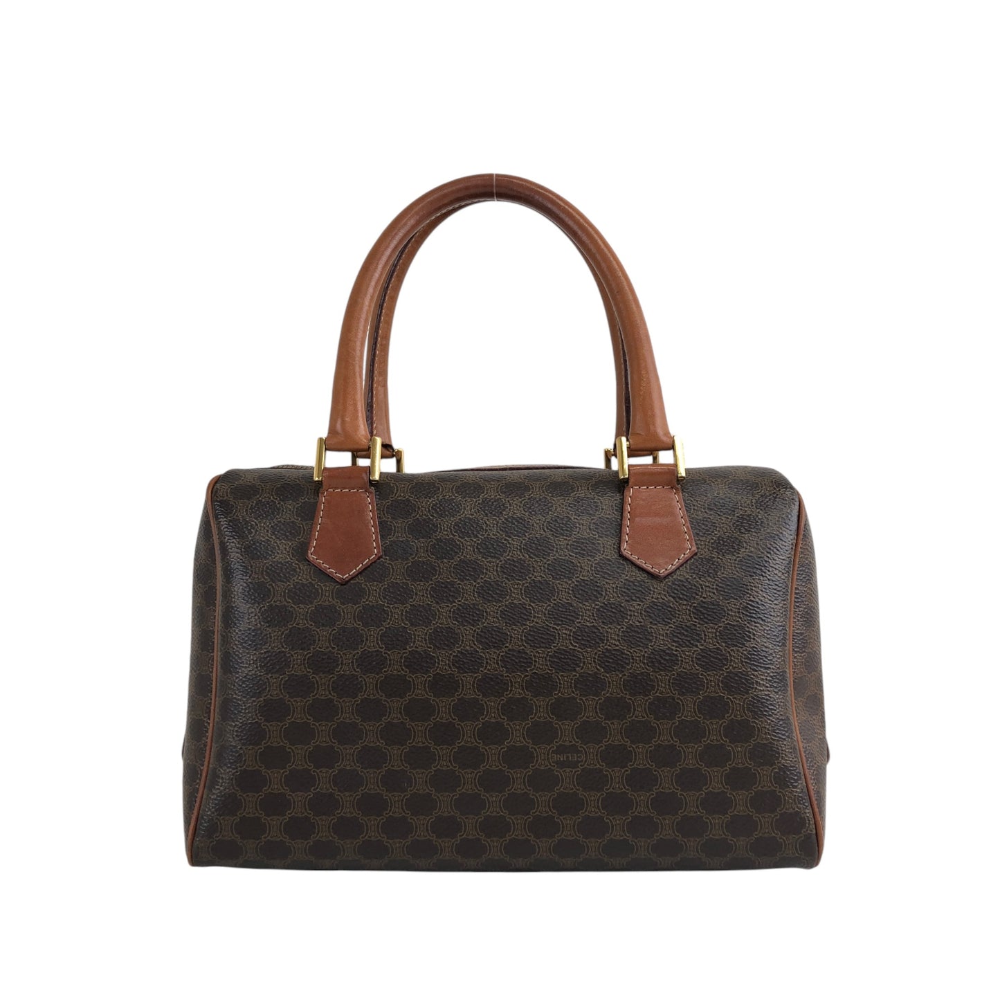 CELINE Macadam Blason Small Boston bag Brown Vintage vyeix4