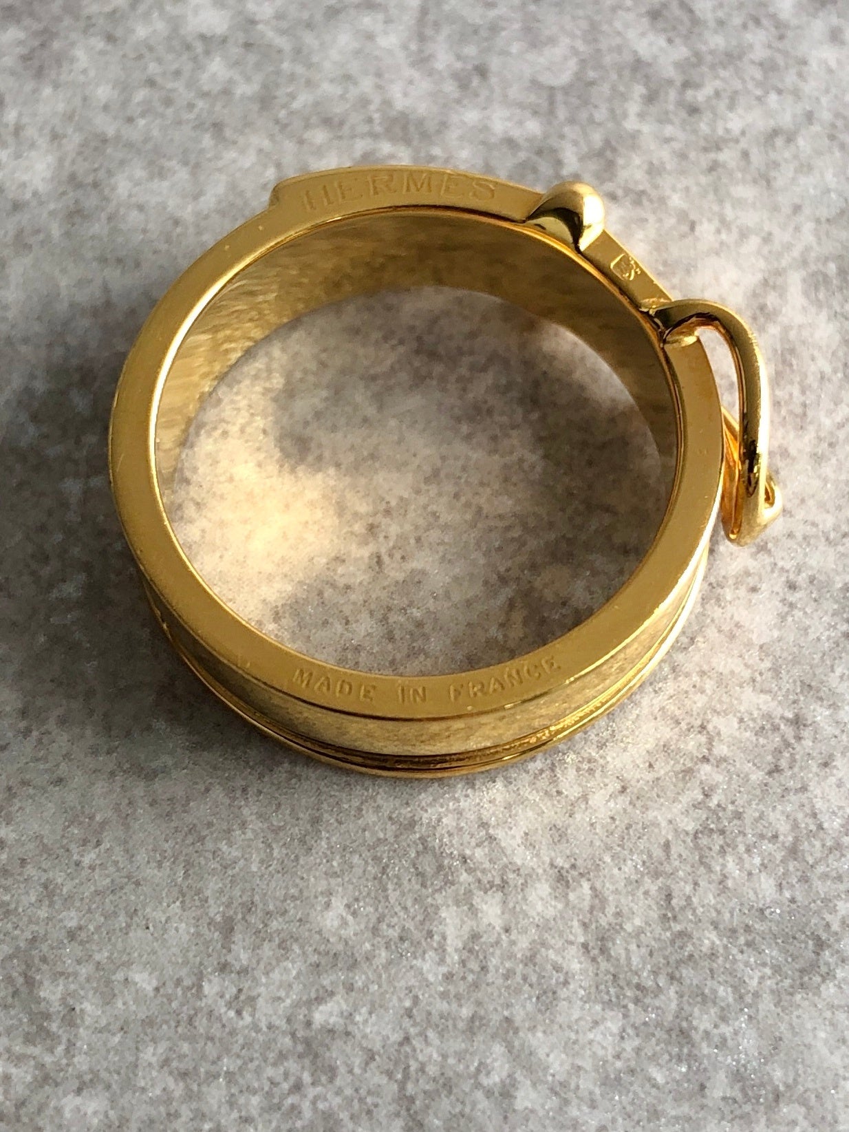 HERMES Belt Motif Scarf Ring Gold Vintage h72vaw
