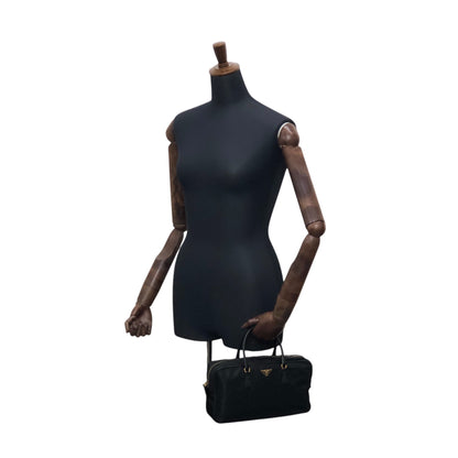 PRADA Tessuto Triangle Logo Small Boston bag Handbag Black BL0088 Vintage yaijvh