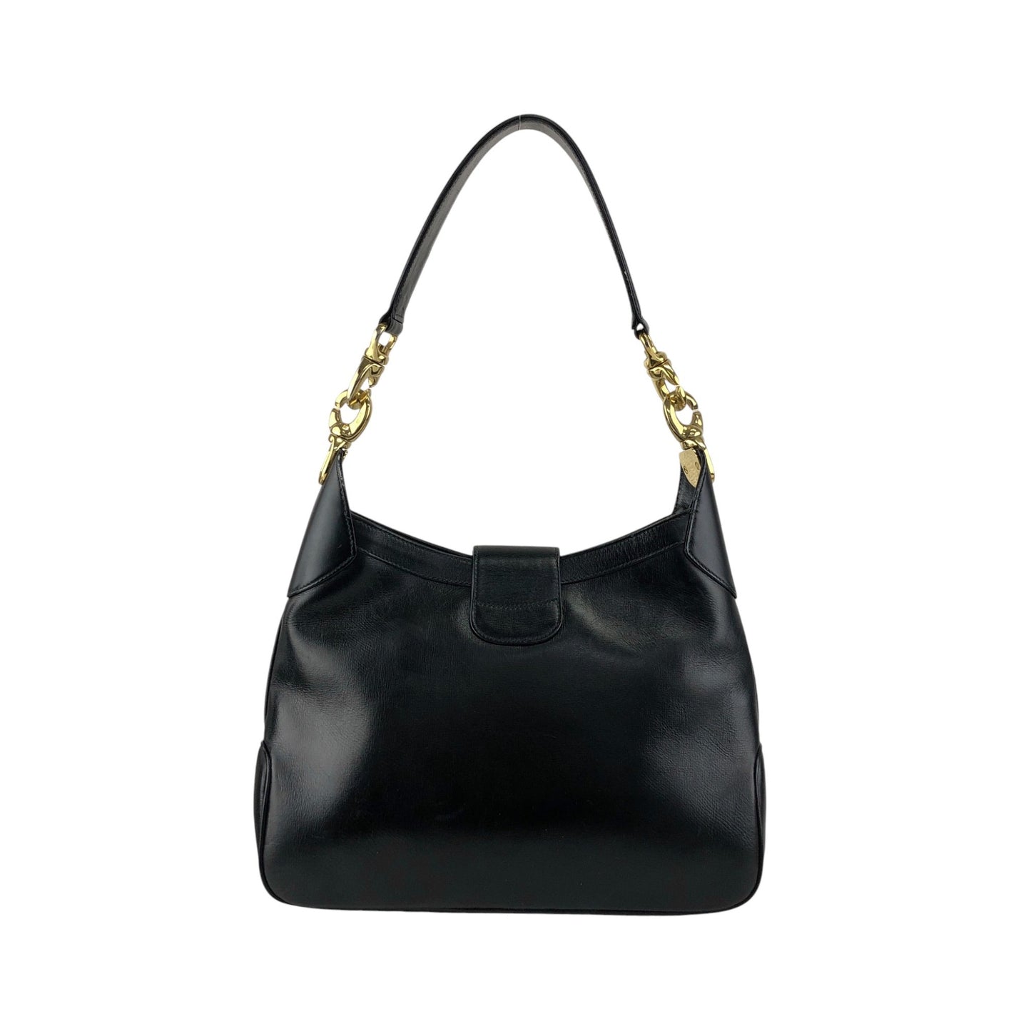 CELINE Blason Turn Lock Shoulder bag Hobobag Black Vintage re82zm