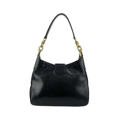 CELINE Blason Turn Lock Shoulder bag Hobobag Black Vintage re82zm