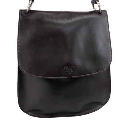 PRADA Logo Embossed Shoulder bag Brown Vintage ecb6ar