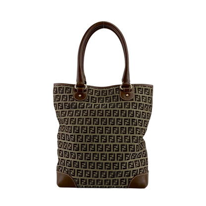 FENDI Zucchino Charm Handbag Brown Vintage 5ackrv