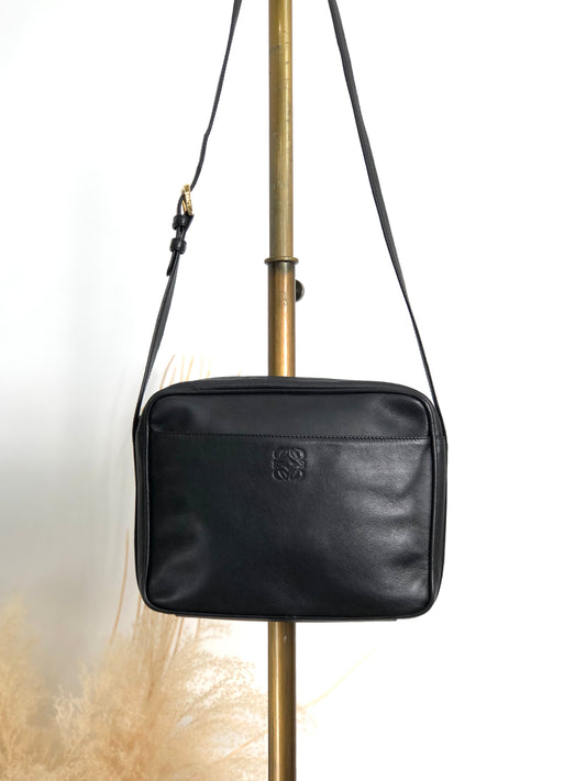 LOEWE Anagram Crossbody Shoulder bag Black Vintage bftpuc