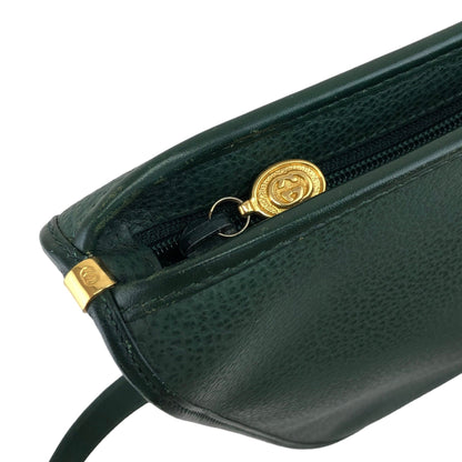 GUCCI Logo Embossed Shoulder bag Green Vintage 2i4yzf