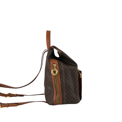CELINE Macadam Triomphe Flap Backpack Brown Vintage mesz66